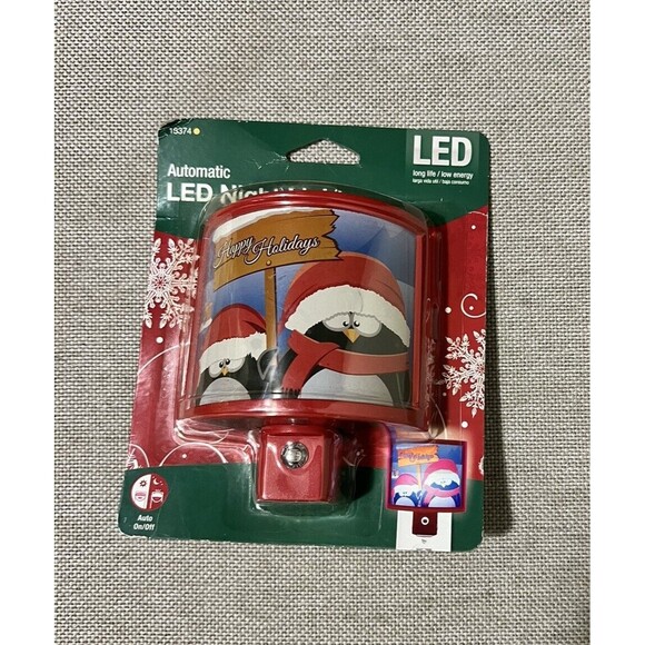 Vintage Jasco Holiday Christmas Penguins LED Nightlight NOS - Picture 4 of 9